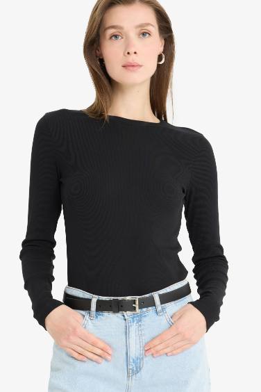 Slim Fit Crew Neck Basic Ribbed T-Shirt