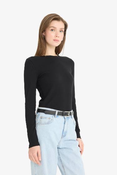 Slim Fit Crew Neck Basic Ribbed T-Shirt