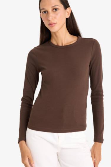 Slim Fit Crew Neck Basic Ribbed Camisole T-Shirt