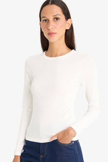 Slim Fit Crew Neck Basic Ribbed Camisole T-Shirt