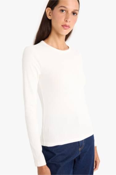 Slim Fit Crew Neck Basic Ribbed Camisole T-Shirt