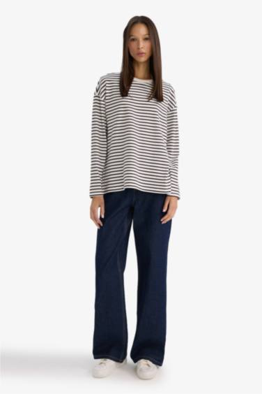 Regular Fit дөңгелек жағалы негізгі basic Premium ұзын жеңді футболка