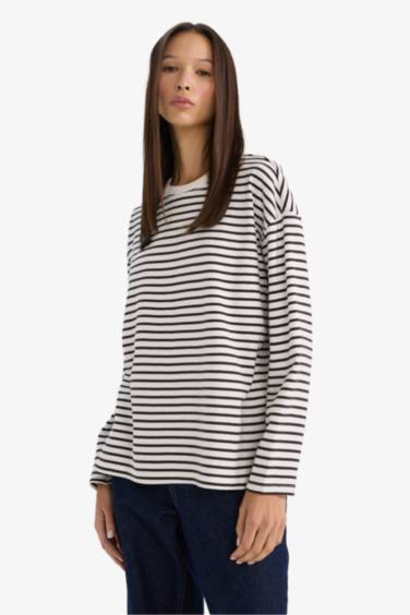 Regular Fit дөңгелек жағалы негізгі basic Premium ұзын жеңді футболка