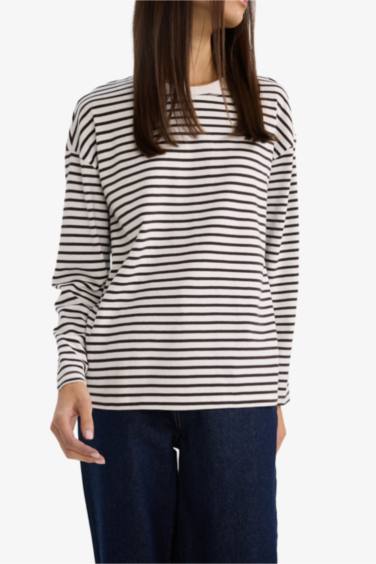 Regular Fit дөңгелек жағалы негізгі basic Premium ұзын жеңді футболка