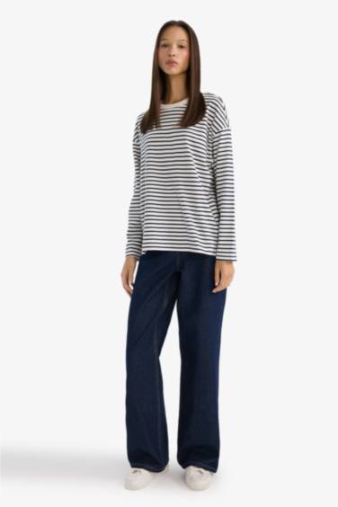 Regular Fit дөңгелек жағалы негізгі basic Premium ұзын жеңді футболка