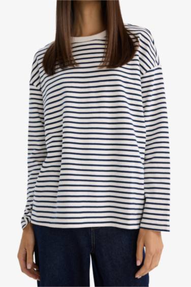 Regular Fit дөңгелек жағалы негізгі basic Premium ұзын жеңді футболка