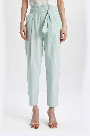 Paperbag Fit Ankle Length With Pockets Gabardine Trousers