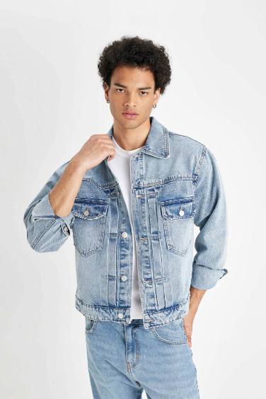 Long fitted jean jacket hotsell