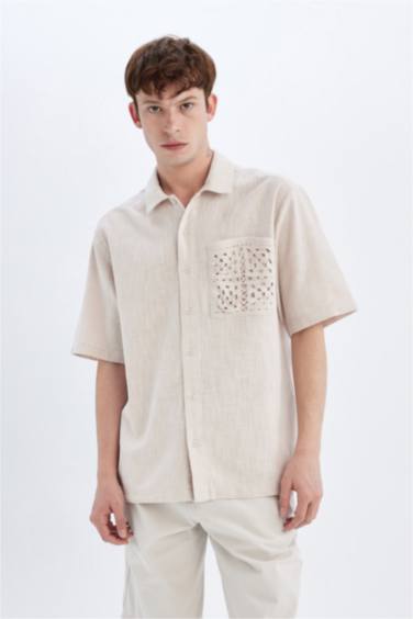 Relax Fit Yazlık Polo Yaka Pamuklu Kısa Kollu Cepli Gömlek