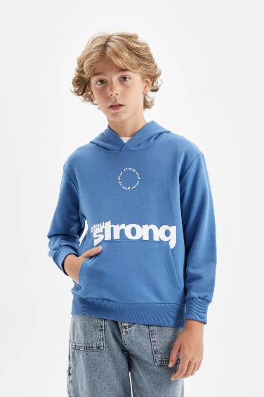 Boy Printed Hooded School Sweatshirt