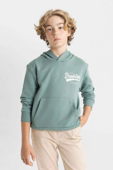 Boy Printed Hooded School Sweatshirt