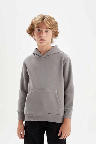 Boy Hooded Thick School Sweatshirt