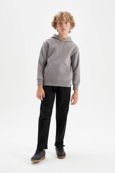 سويت شيرت للمدرسه اولادي قصة عادية بجيب رمادي