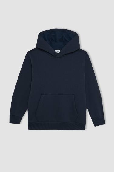 Boy Hooded Thick School Sweatshirt