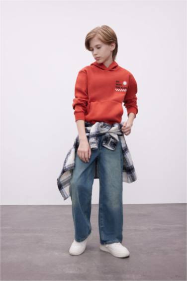 Свитшот с капюшоном с принтом для мальчиков, Школьная коллекция