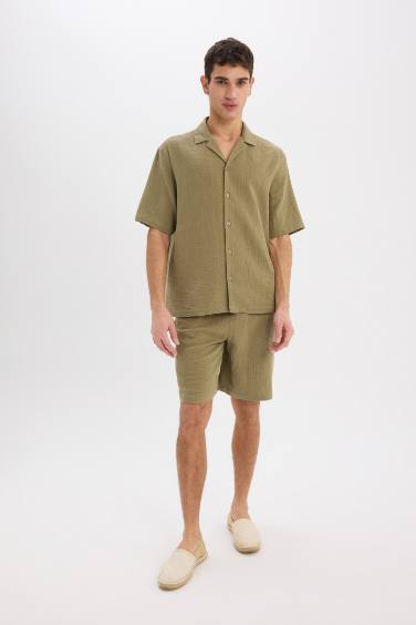 Chemise en coton à manches courtes Coupe décontractée