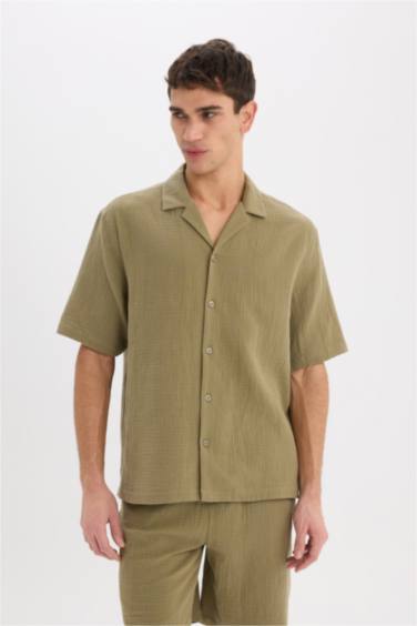 Chemise en coton à manches courtes Coupe décontractée