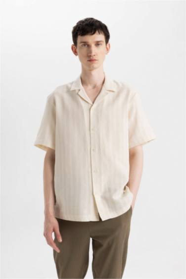 Relax Fit Resort Neck Cotton Shirt Jacket