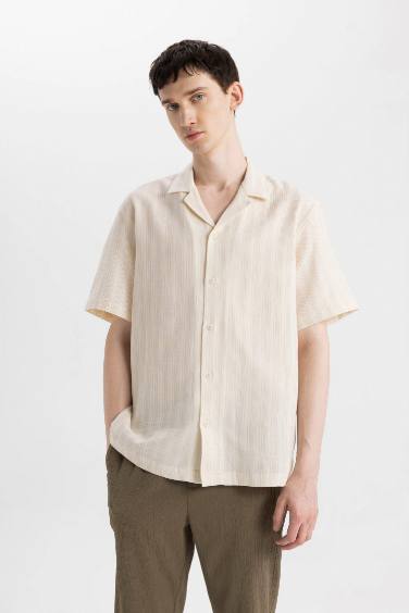 Relax Fit Resort Neck Cotton Shirt Jacket