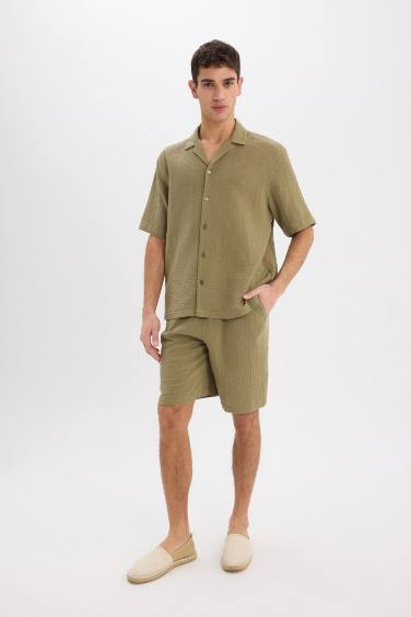 Cotton Relax Fit Cotton Basic Bermuda Shorts