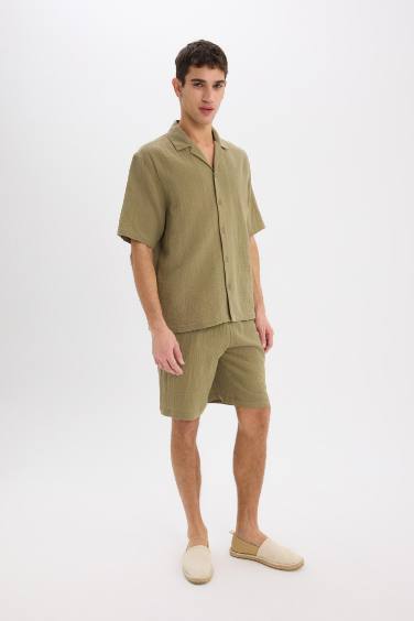Cotton Relax Fit Cotton Basic Bermuda Shorts