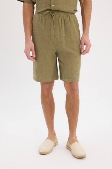 Cotton Relax Fit Cotton Basic Bermuda Shorts