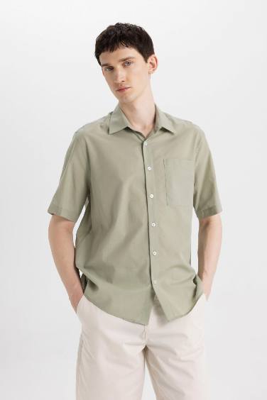 Relax Fit Polo Collar Cotton Shirt