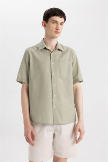 Relax Fit Polo Collar Cotton Shirt