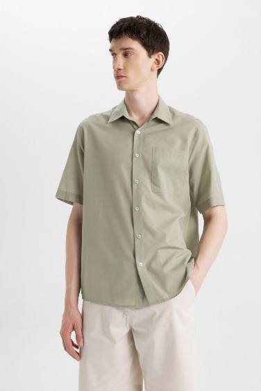 Relax Fit Polo Collar Cotton Shirt