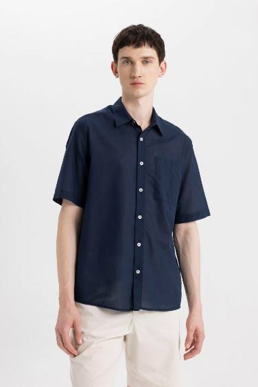 Chemise décontractée à Manches Courtes en Coton Col Polo