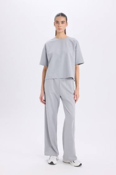 Relax Fit Bisiklet Yaka Basic Düz Kısa Kollu Tişört