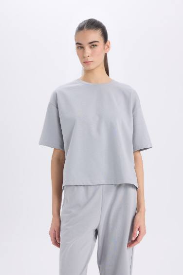 Relax Fit Bisiklet Yaka Basic Düz Kısa Kollu Tişört