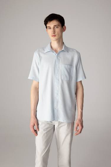 Regular Fit Polo Collar Cotton Shirt