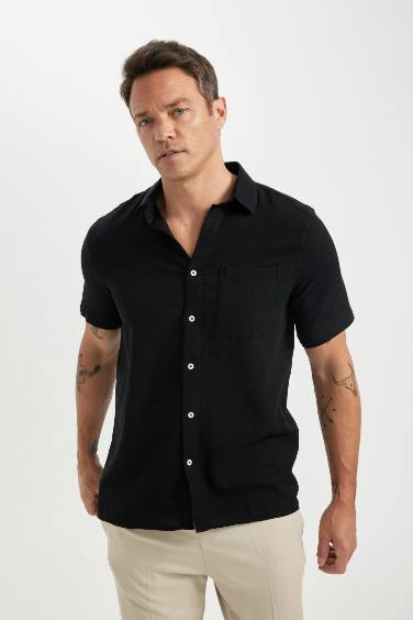 Regular Fit Polo Collar Cotton Short Sleeve Shirt