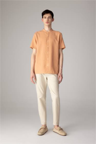 Regular Fit Stand Collar Cotton Shirt