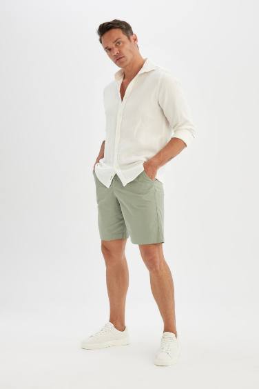 Regular Fit Gabardine Bermuda Shorts