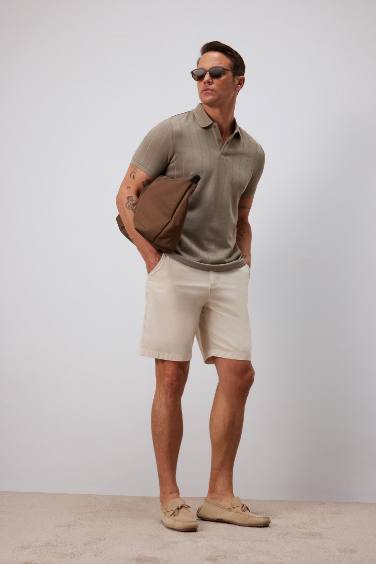 Regular Fit Gabardine Bermuda Shorts