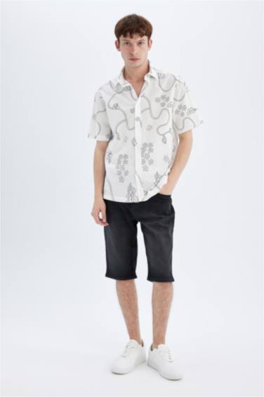 Regular Fit Printed Cotton Short Sleeve Shirt