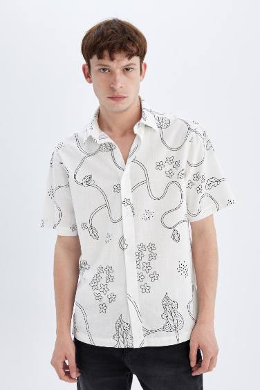 Regular Fit Printed Cotton Short Sleeve Shirt