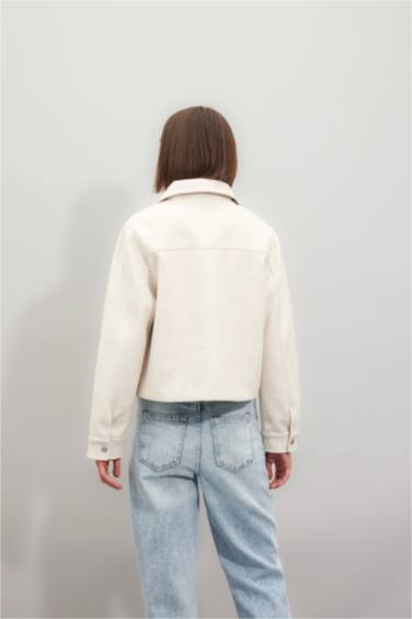 Regular Kalıp Polo Yaka Çıtçıtlı Cepli Kısa Kaşe Ceket
