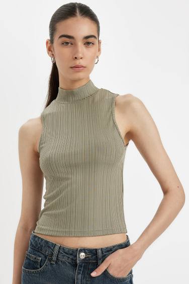 Slim Fit Camisole Half Turtleneck Tank Top