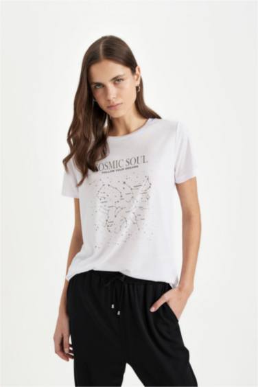 Regular Fit Crew Neck Printed Short Sleeve T-Shirt