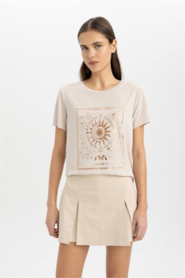 Relax Fit Crew Neck Printed Short Sleeve T-Shirt