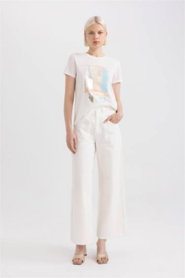 Regular Fit Crew Neck Printed Short Sleeve T-Shirt