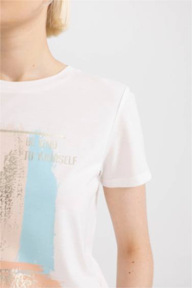 Regular Fit Crew Neck Printed Short Sleeve T-Shirt