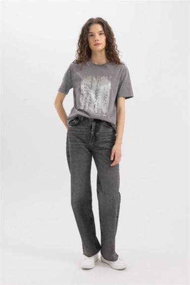 Regular Fit Crew Neck Printed Short Sleeve T-Shirt