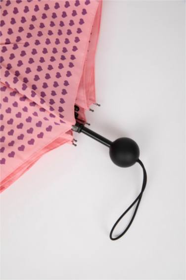 Kadın Kalp Desenli Katlanır Şemsiye - Görsel 3