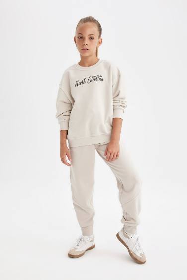 Girl Crew Neck Printed School Sweatshirt