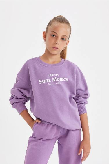 Girl Crew Neck Printed School Sweatshirt