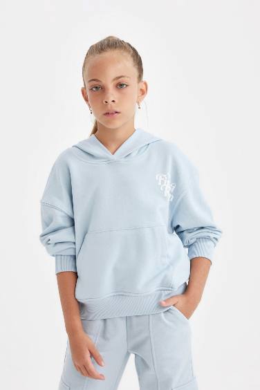 Sweat à Capuche Coupe Régulière pour Fille